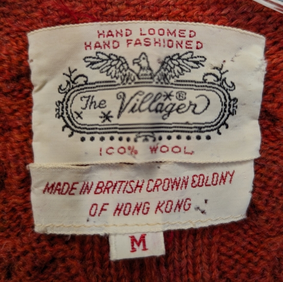 Vintage Cropped Pumpkin Orange Wool Cable Knit Cardigan Medium - Picture 2 of 9